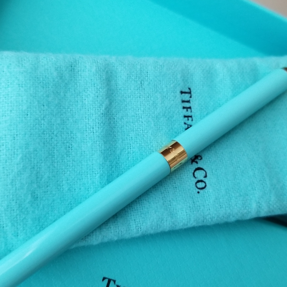 ❗Tiffany and Co Blue Glossy Enamel Pen with Gold Accents❗